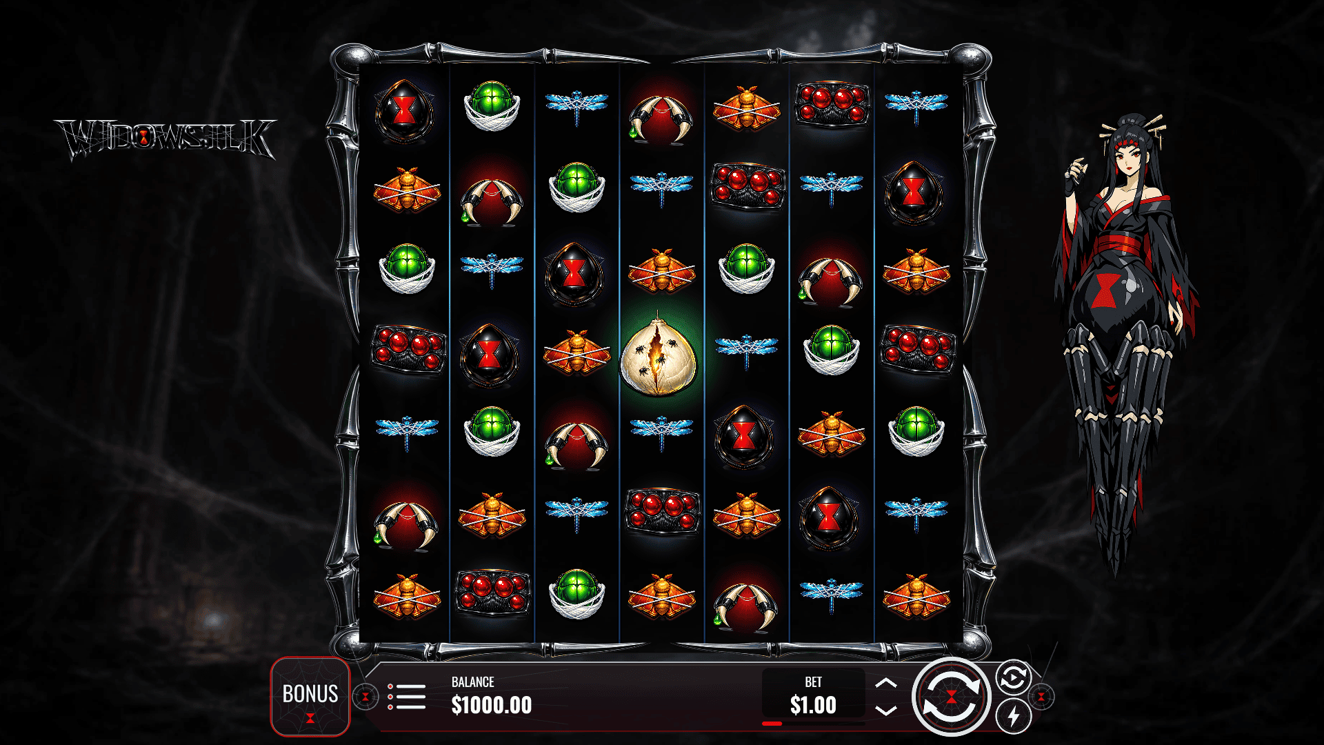 Widowsilk slot gameplay reels