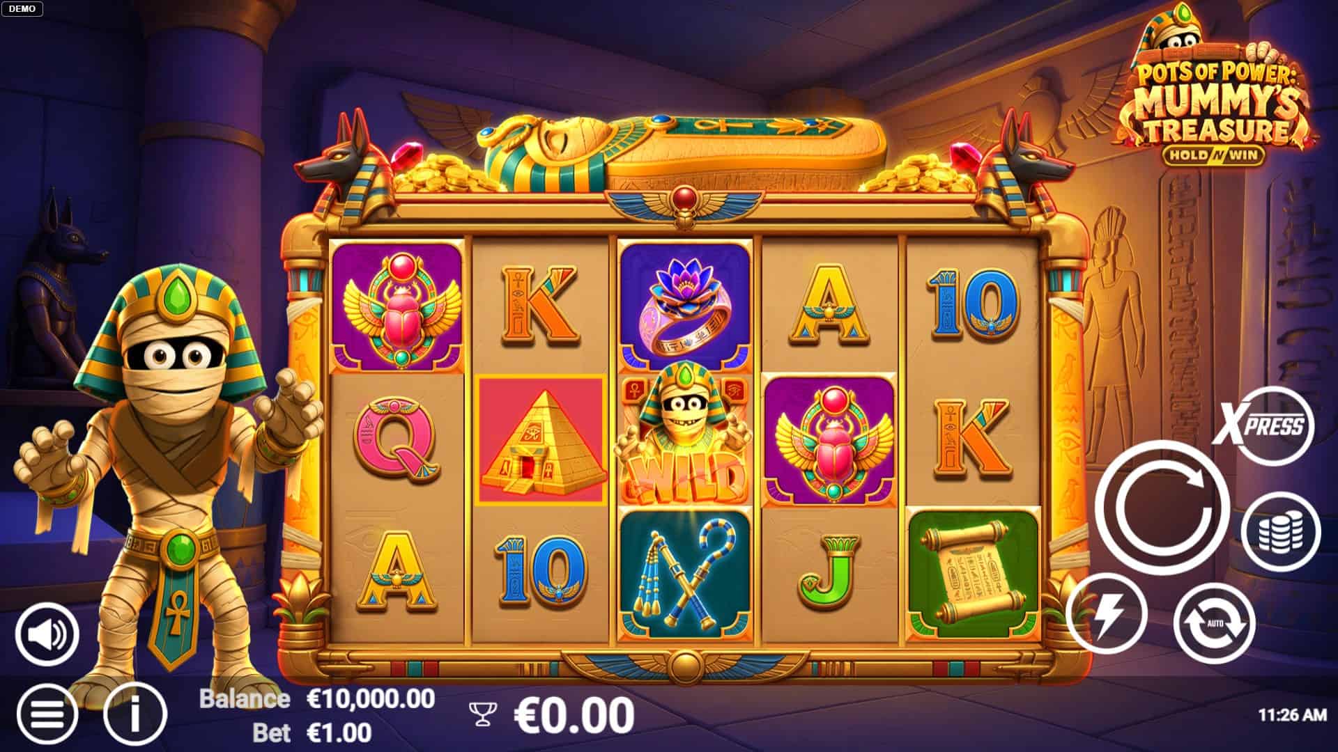 Pots of Power Mummy’s Treasure slot gameplay reels