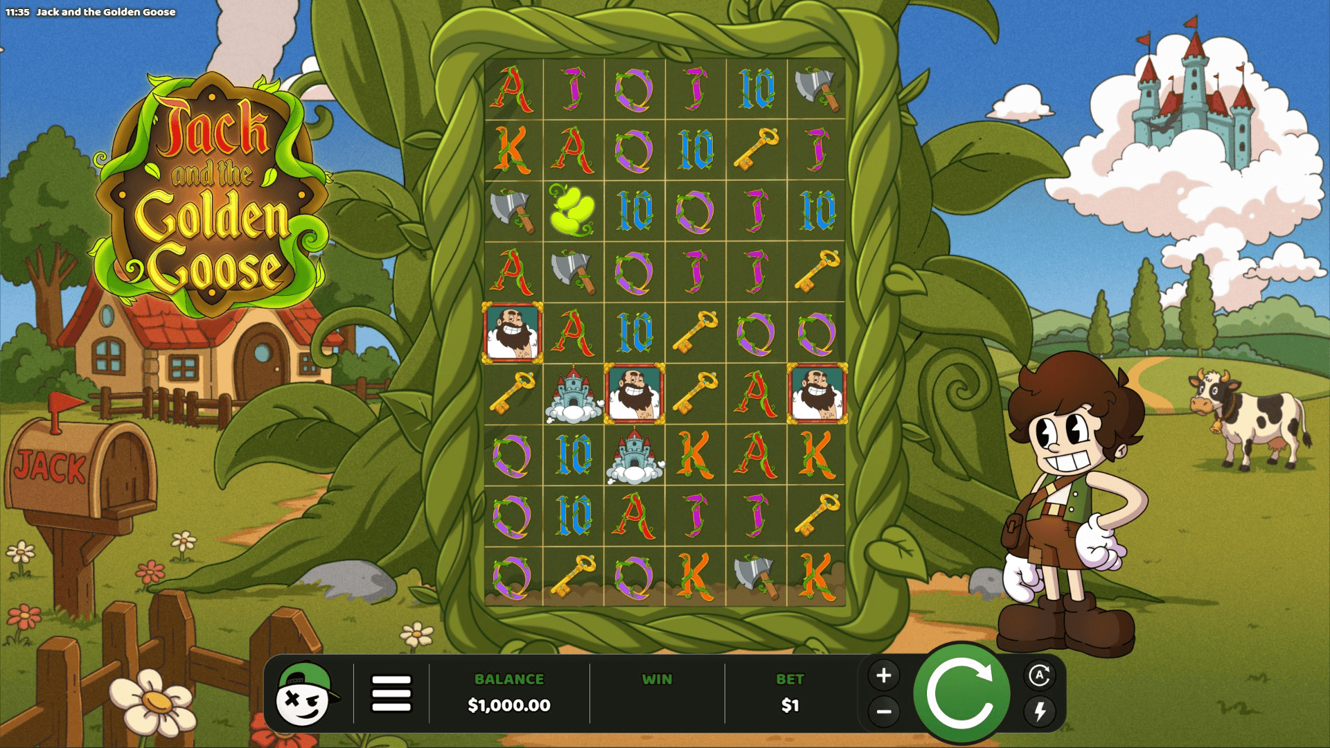 Jack and the Golden Goose slot gameplay reels