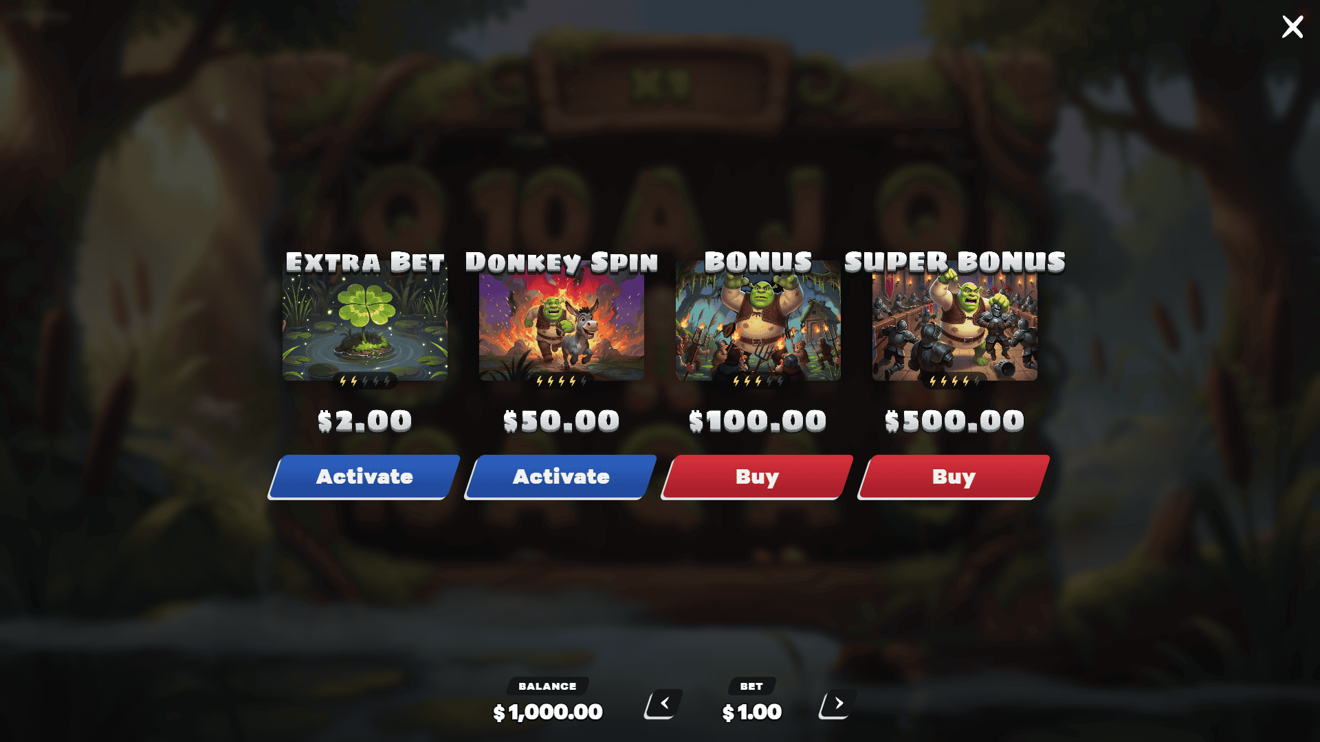 Shrex bonus buy menu