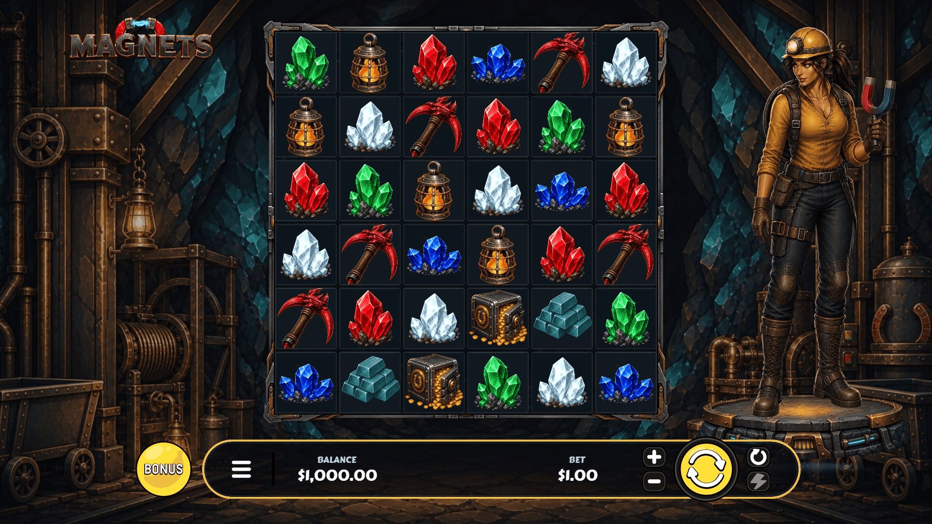 Magnets slot gameplay reels