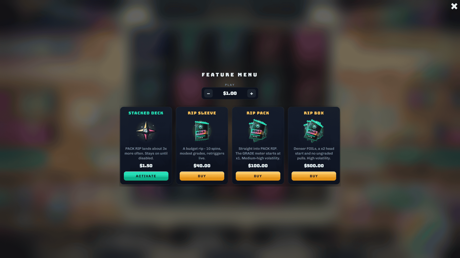 Holo Heist bonus buy menu