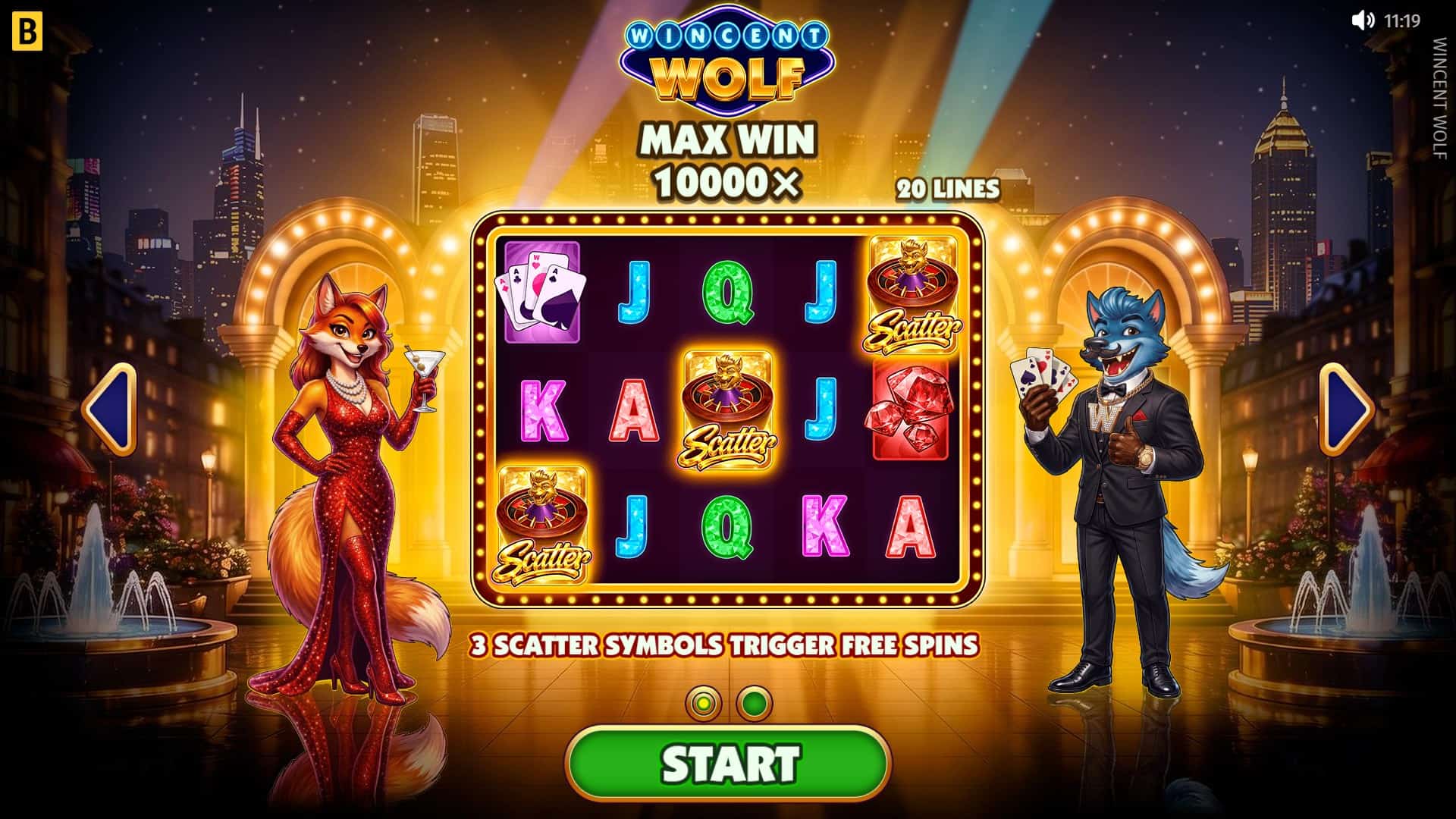 Wincent Wolf slot intro screen