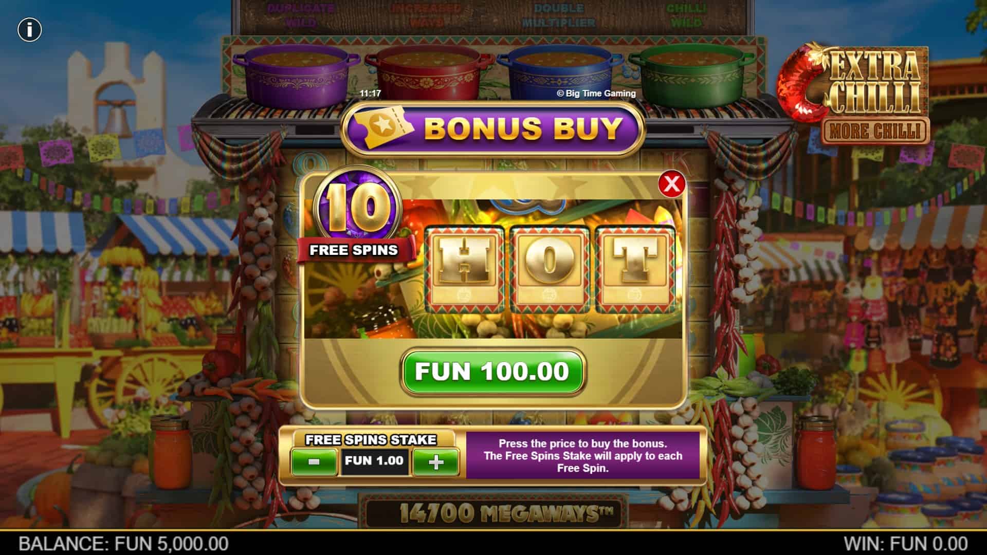 Extra Chilli More Chilli bonus buy menu