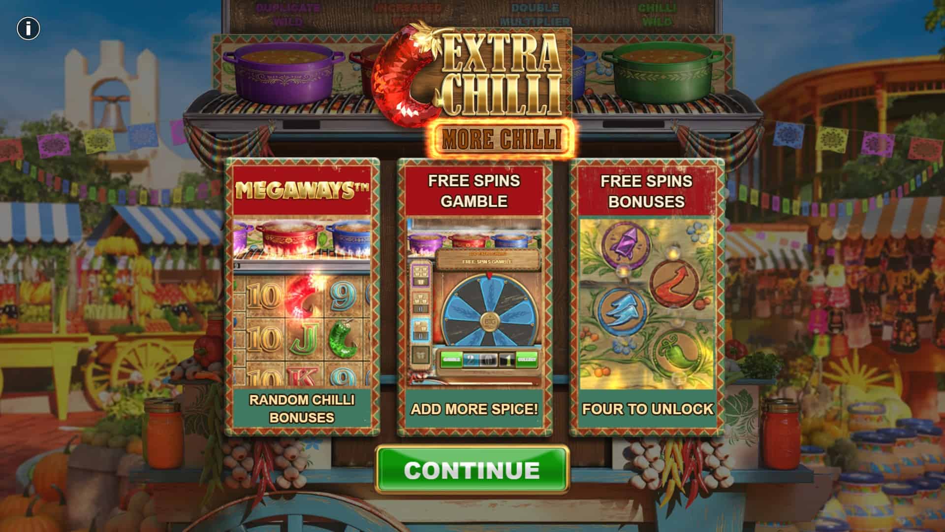Extra Chilli More Chilli slot intro screen