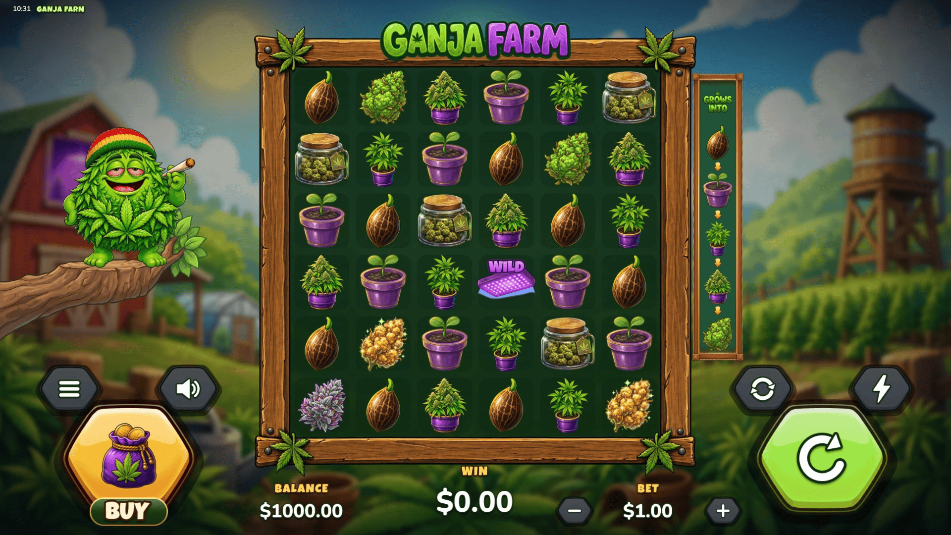Ganja Farm slot gameplay reels