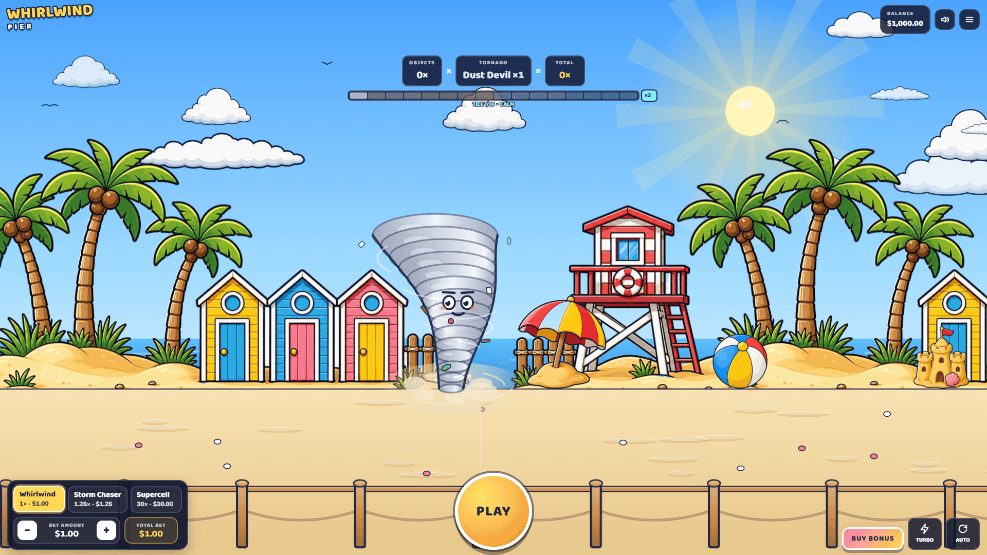 Whirlwind Pier slot gameplay reels