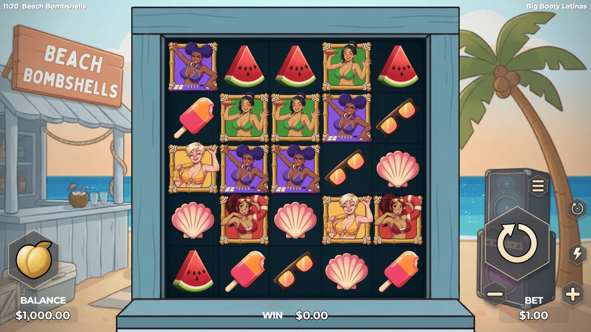 Beach Bombshells slot gameplay reels