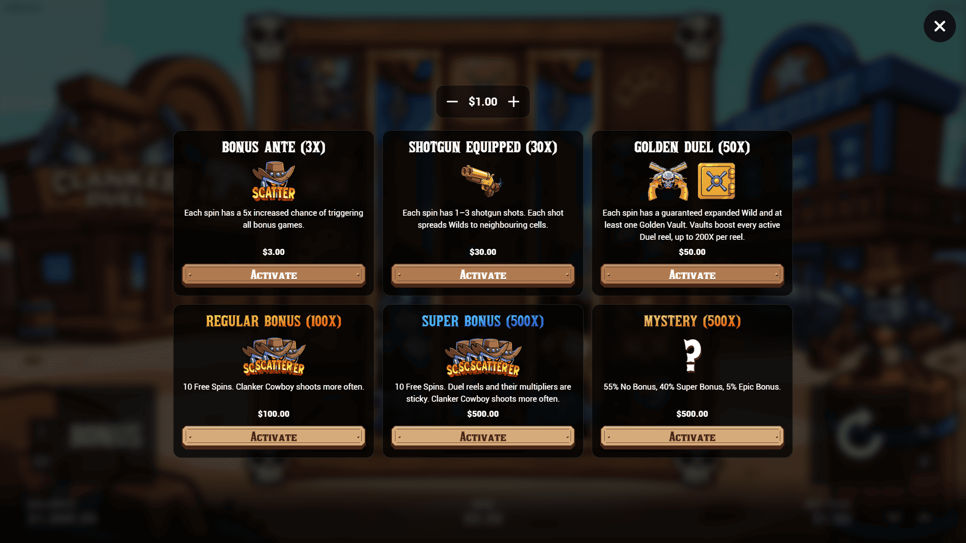 Clanker Duel bonus buy menu