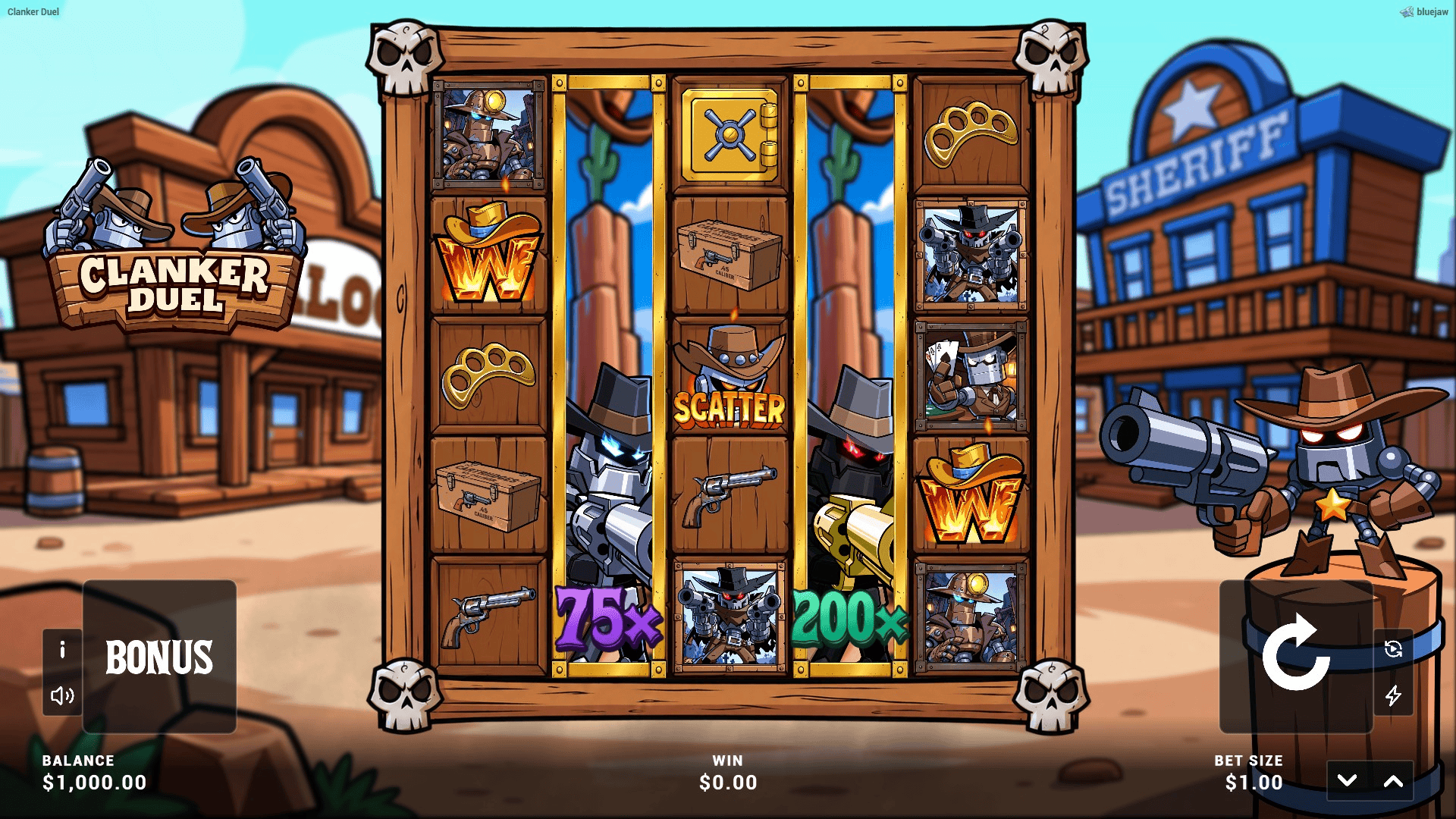 Clanker Duel slot gameplay reels