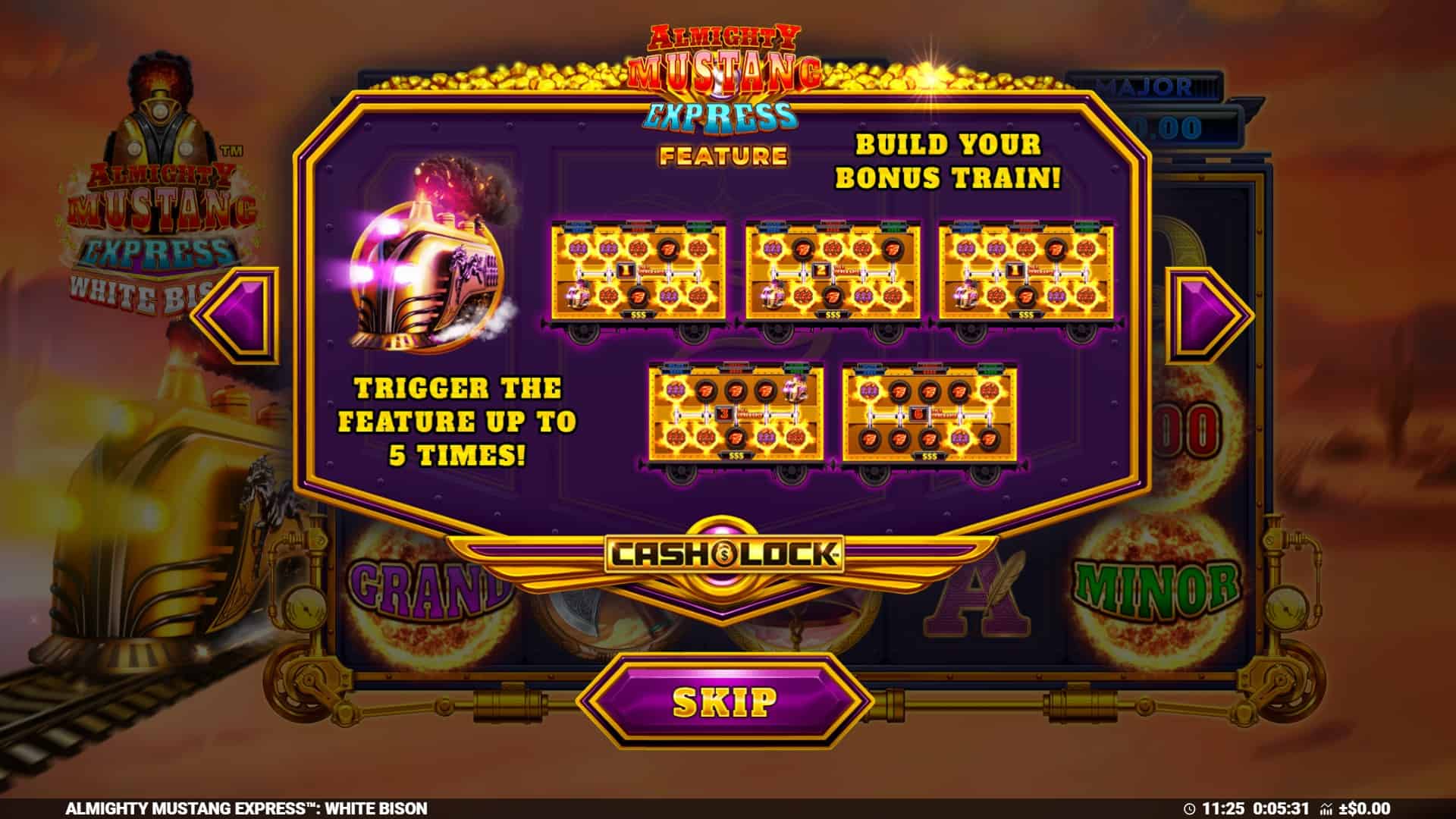 Almighty Mustang Express 2 slot intro screen