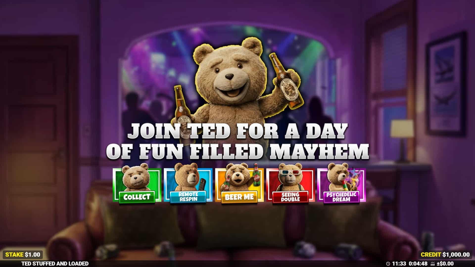 Ted Stuffed & Loaded slot intro screen