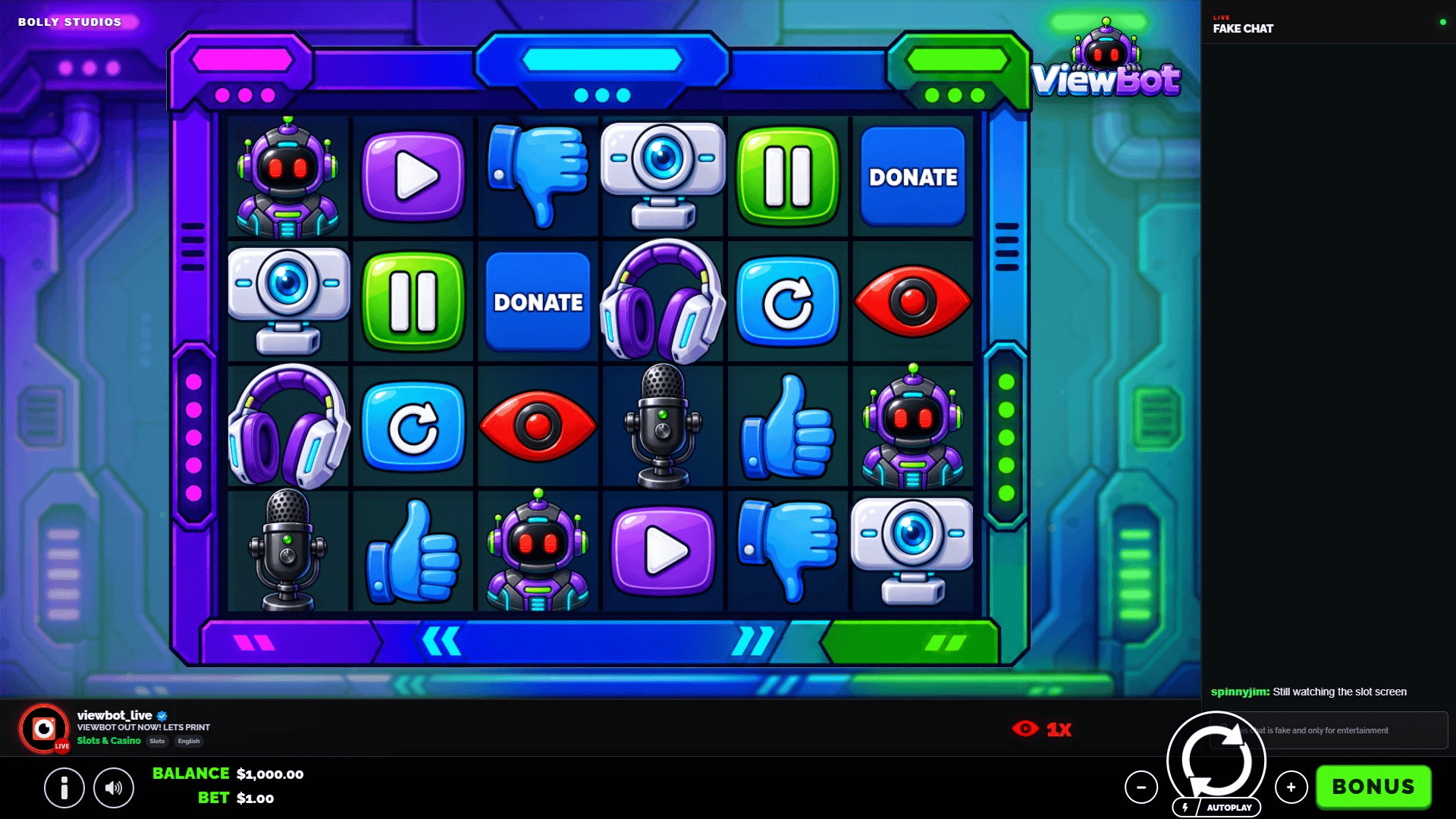 ViewBot slot gameplay reels