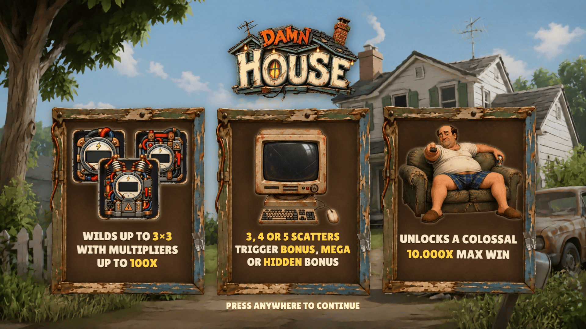 Damn House slot intro screen