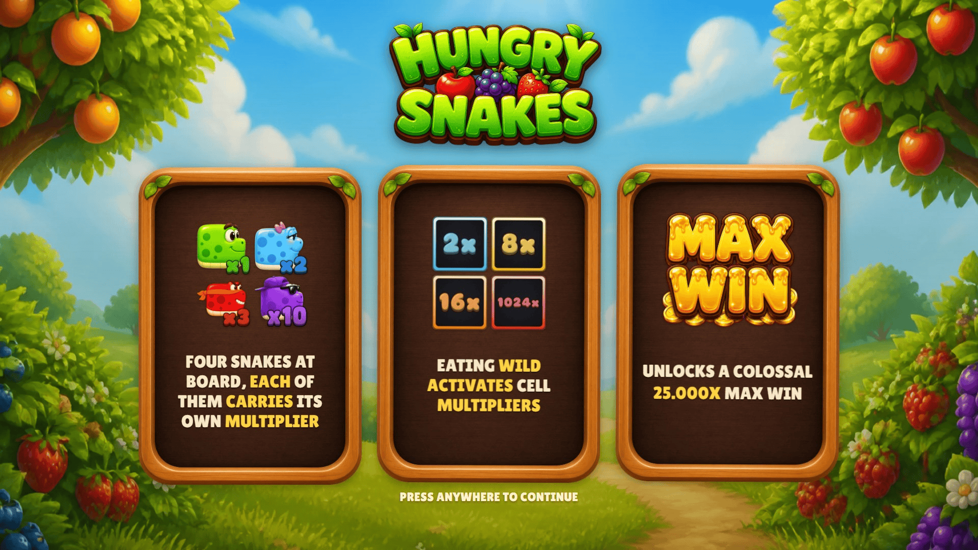 Hungry Snakes slot intro screen