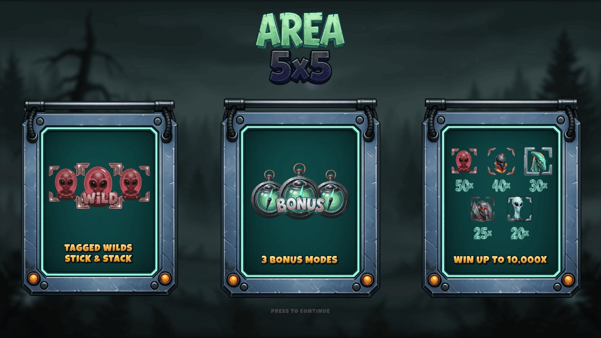 Area 5x5 slot intro screen