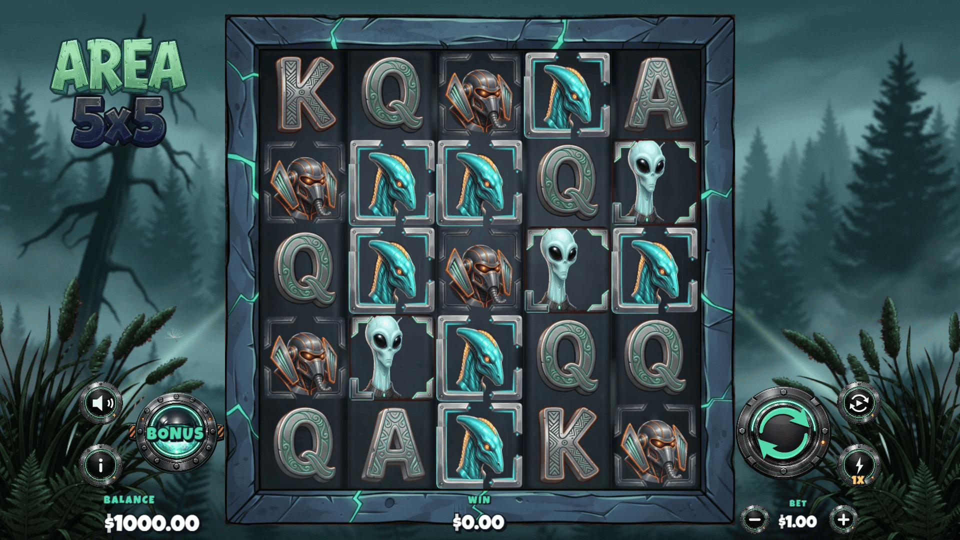 Area 5x5 slot gameplay reels