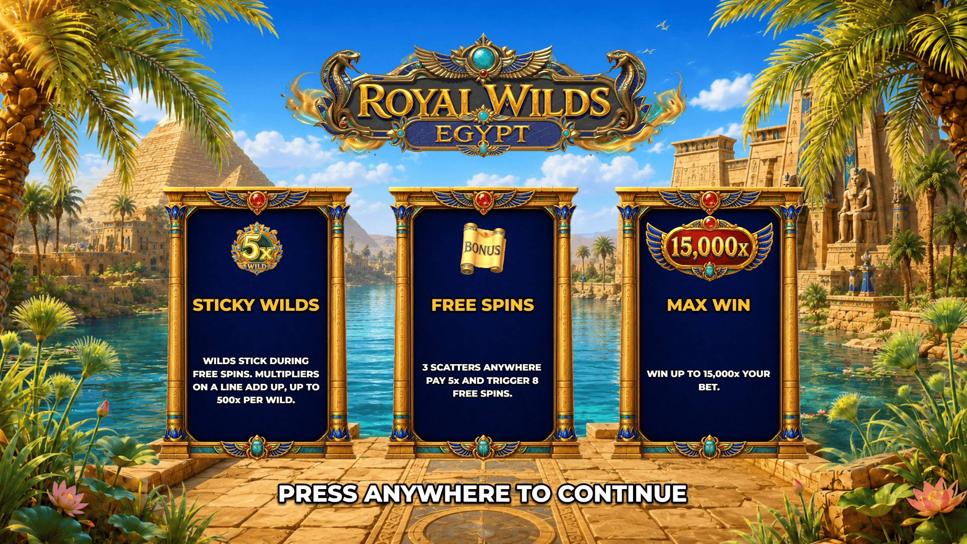 Royal Wilds: Egypt slot intro screen