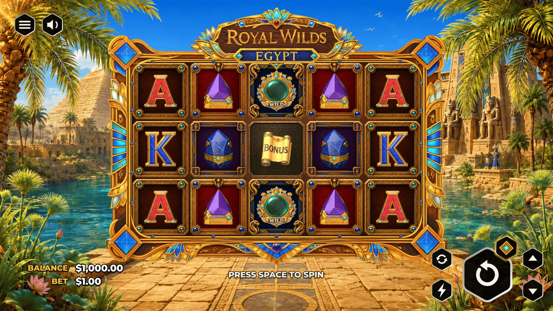 Royal Wilds: Egypt slot gameplay reels
