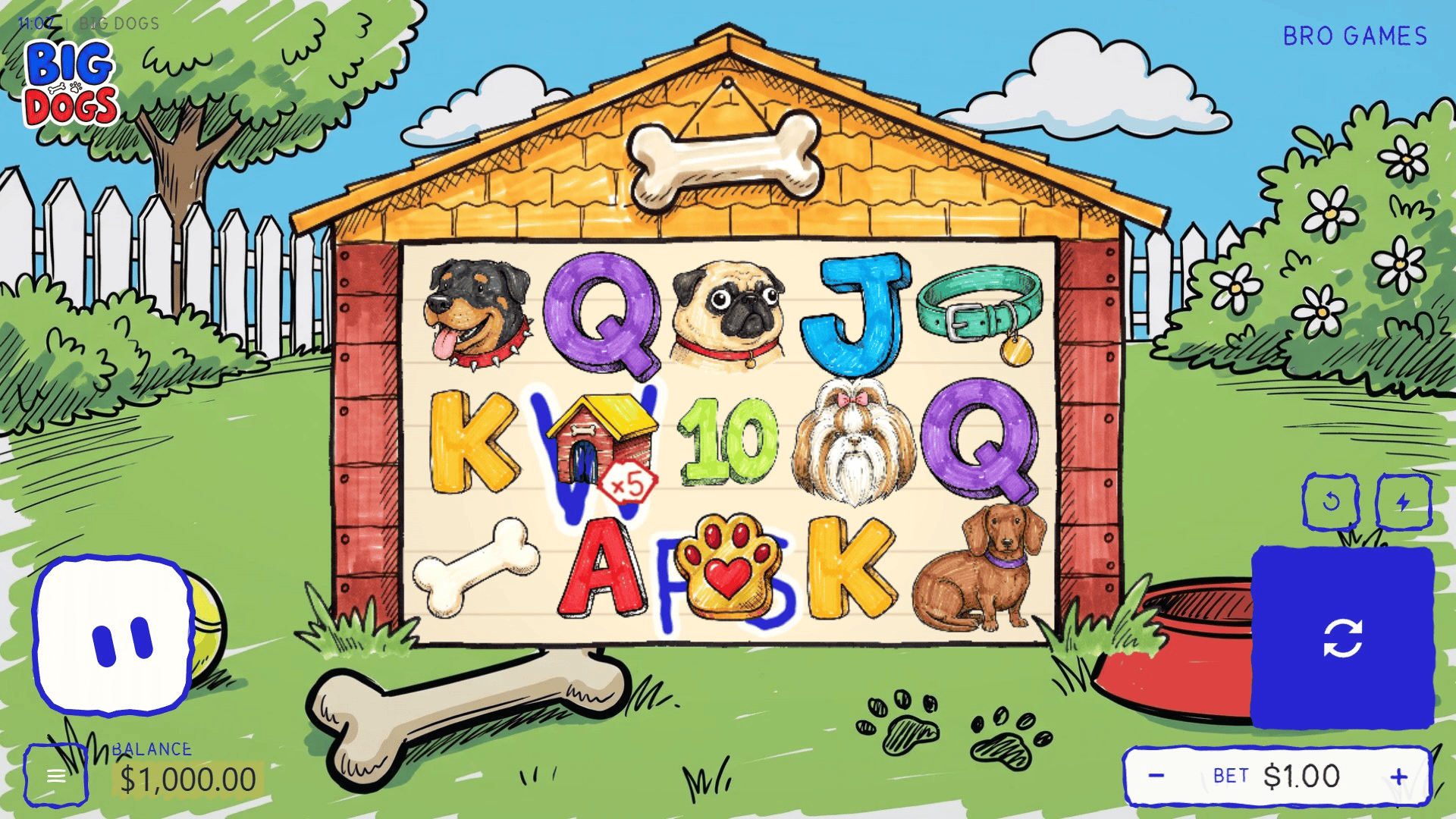 Big Dogs slot gameplay reels