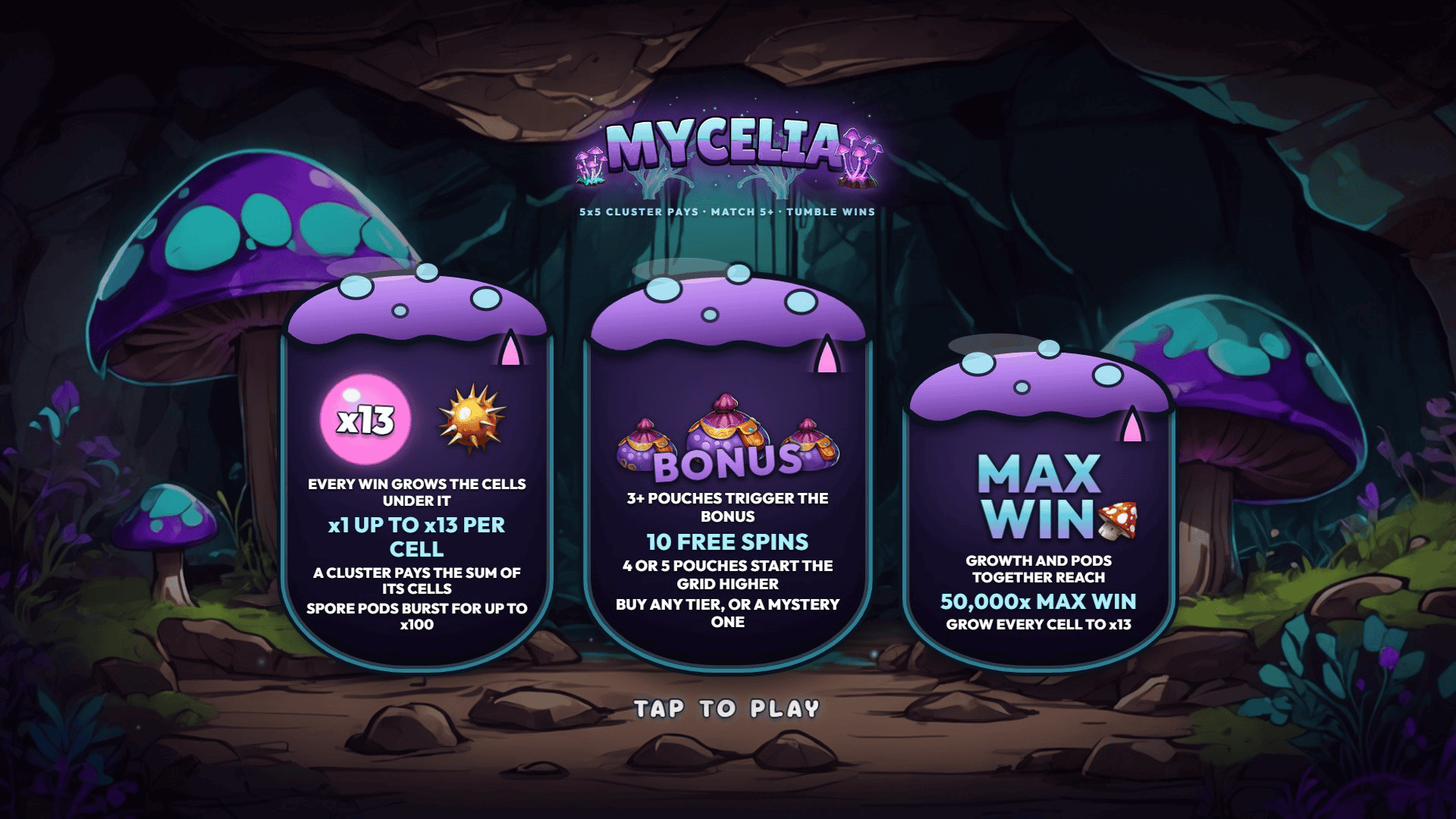 Mycelia slot intro screen