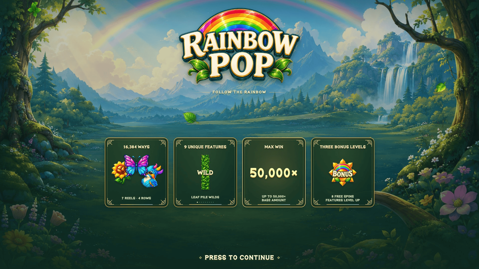 Rainbow Pop slot intro screen