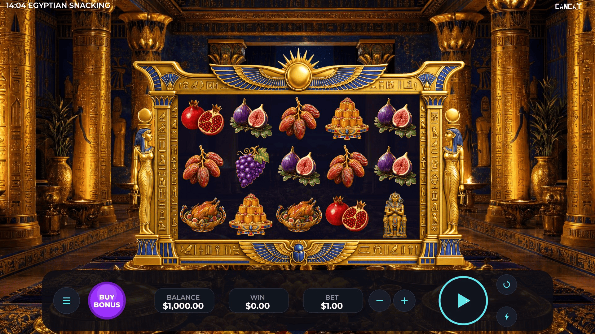 Egyptian Snacking slot gameplay reels