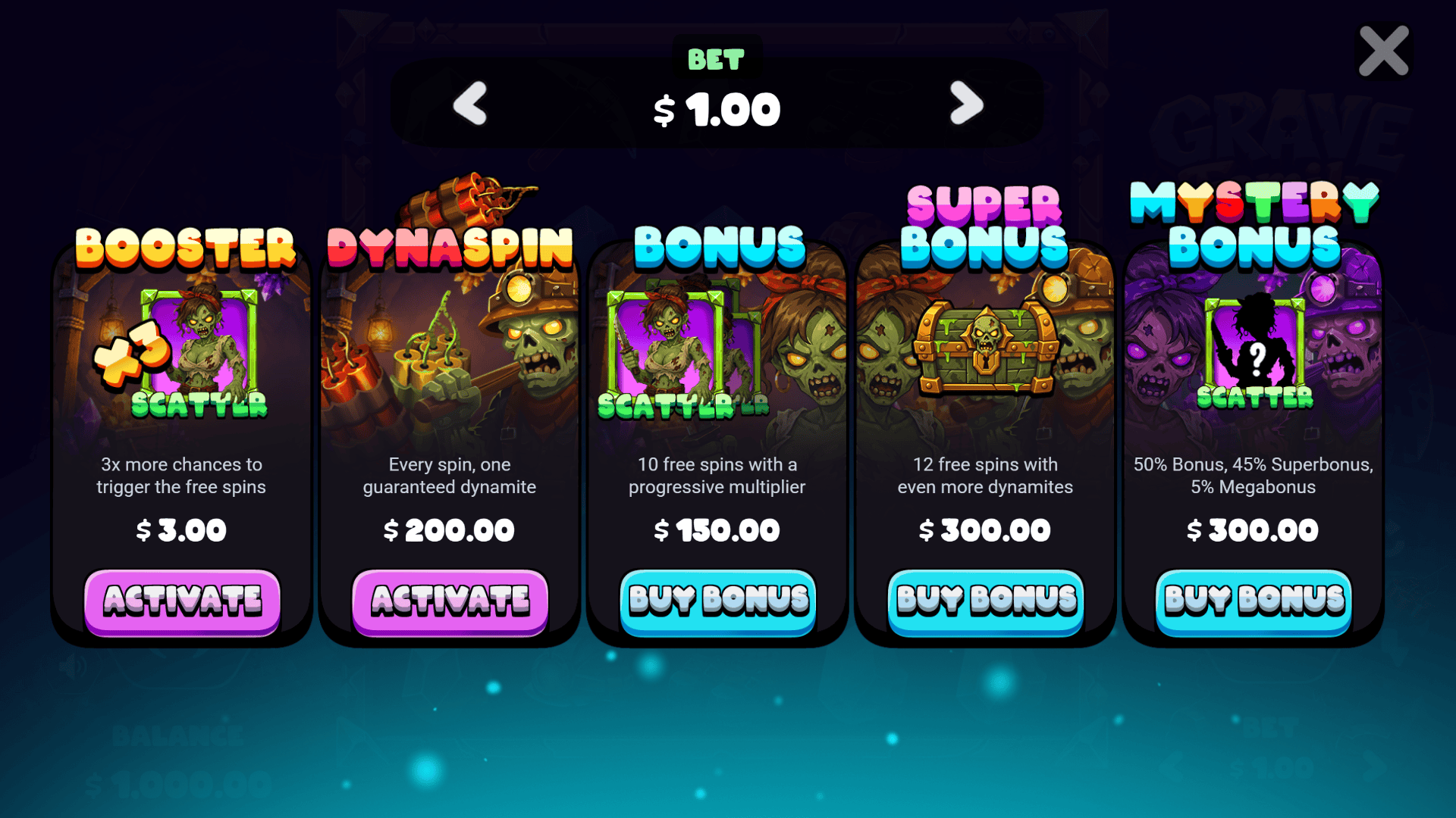 Grave Family bonus buy menu