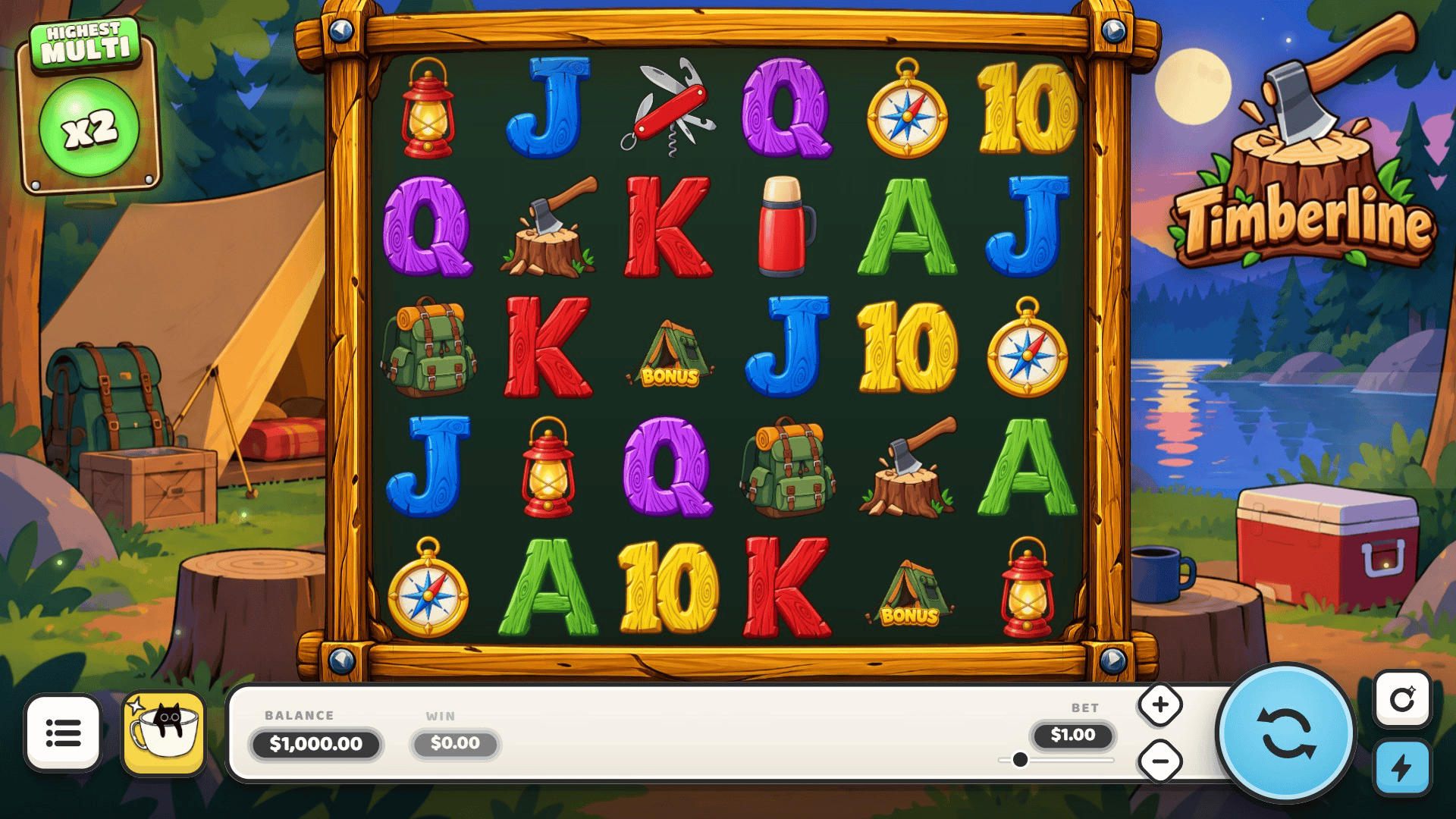 Timberline slot gameplay reels