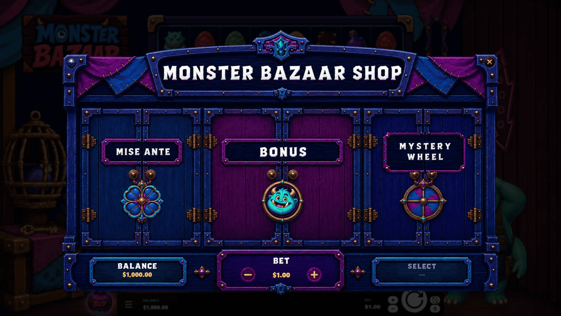 Monster Bazaar bonus buy menu