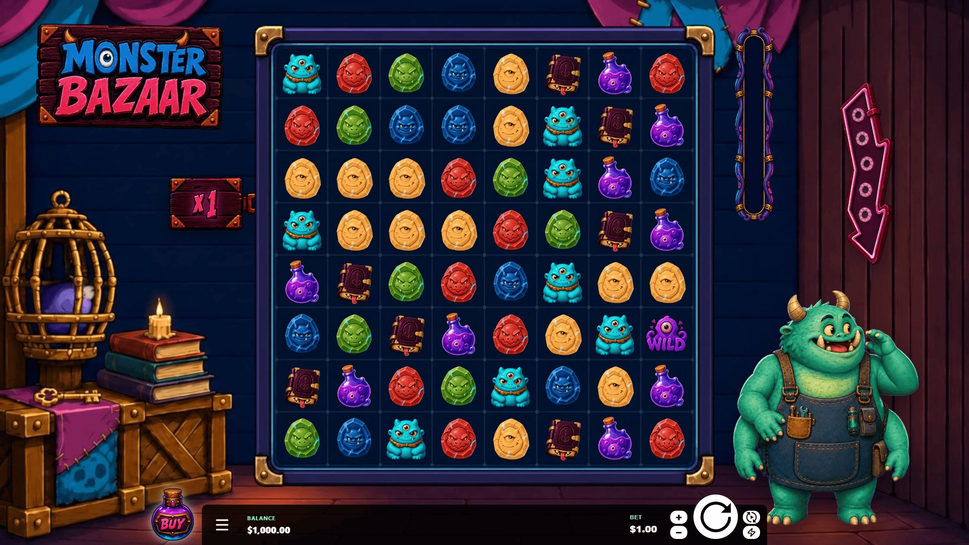 Monster Bazaar slot gameplay reels