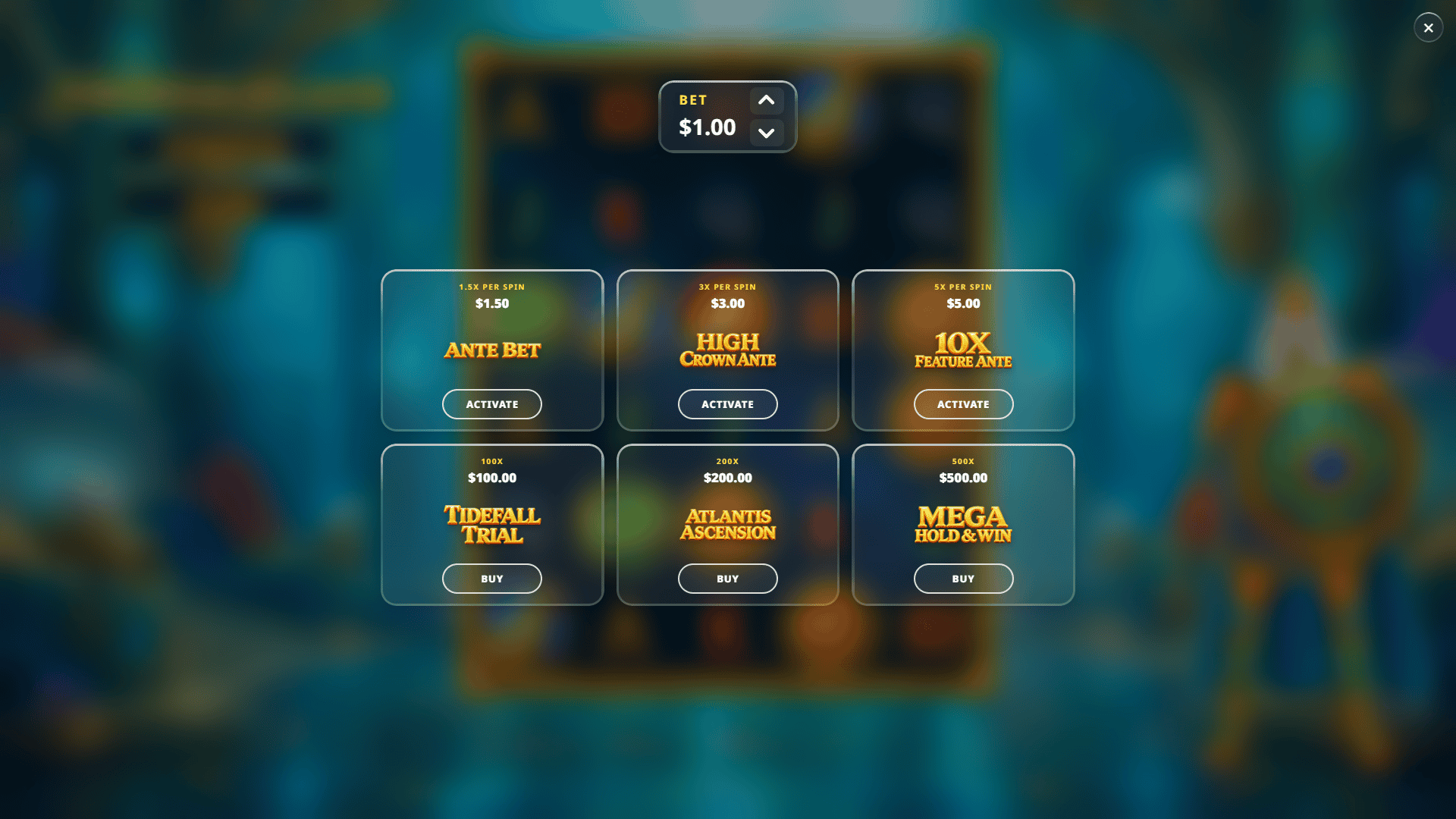 Crown of Atlantis bonus buy menu