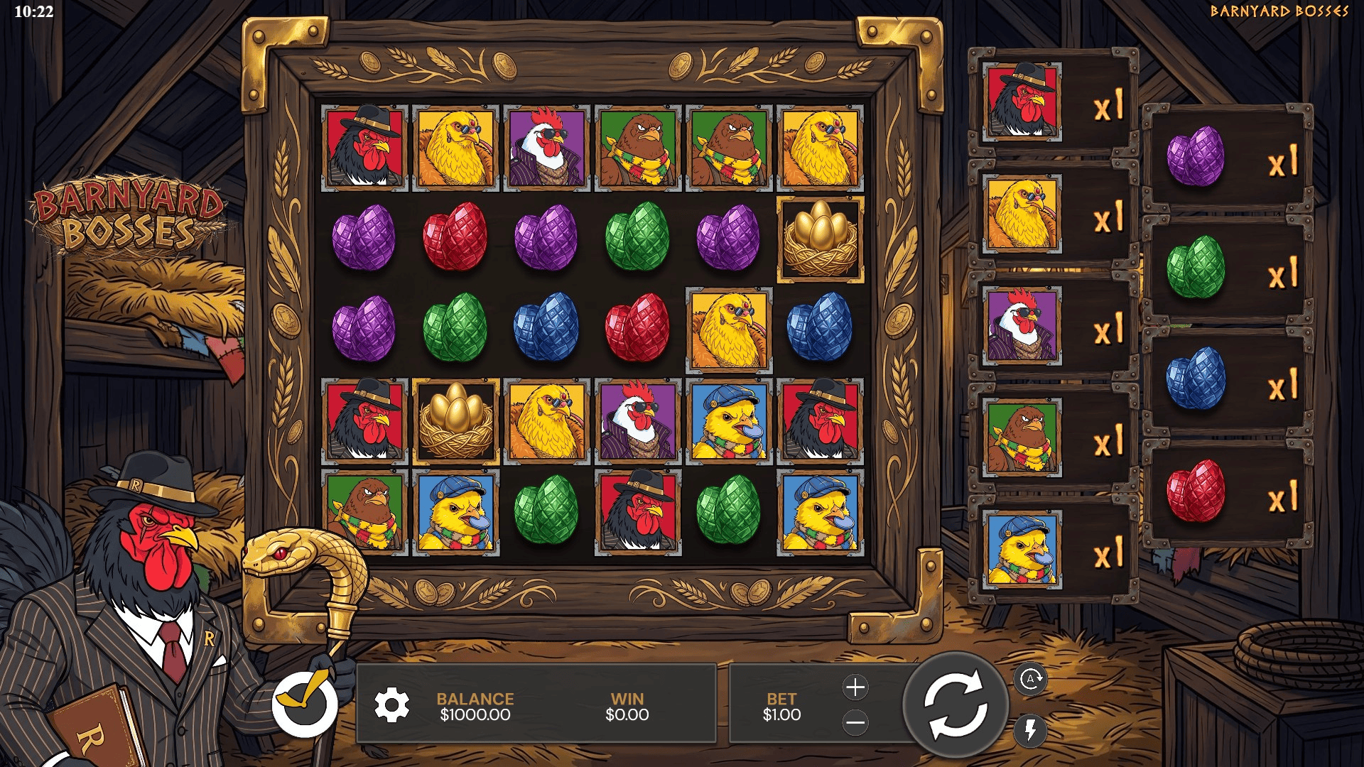 Barnyard Bosses slot gameplay reels