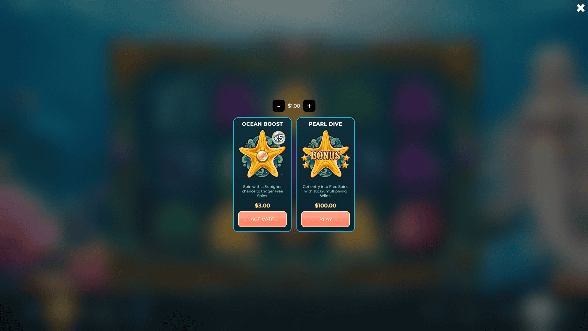 Ocean Adventure bonus buy menu