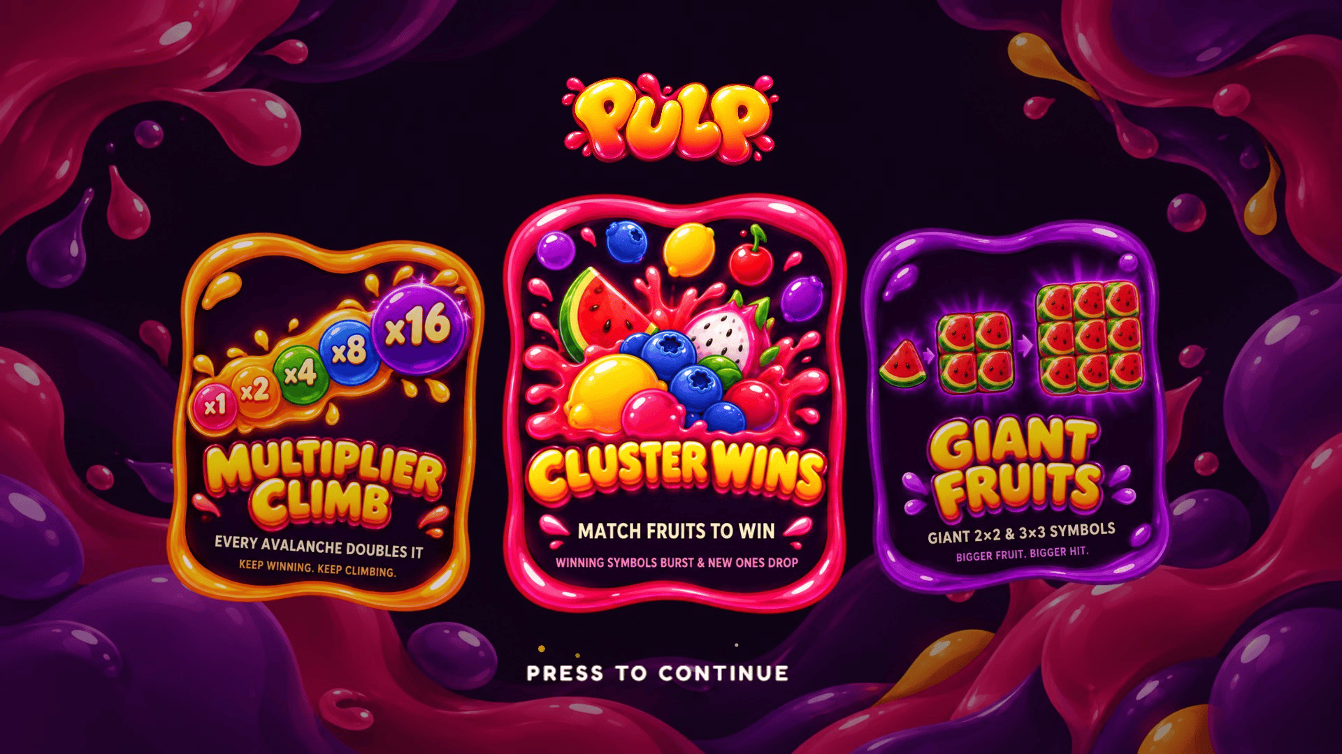 Pulp slot intro screen