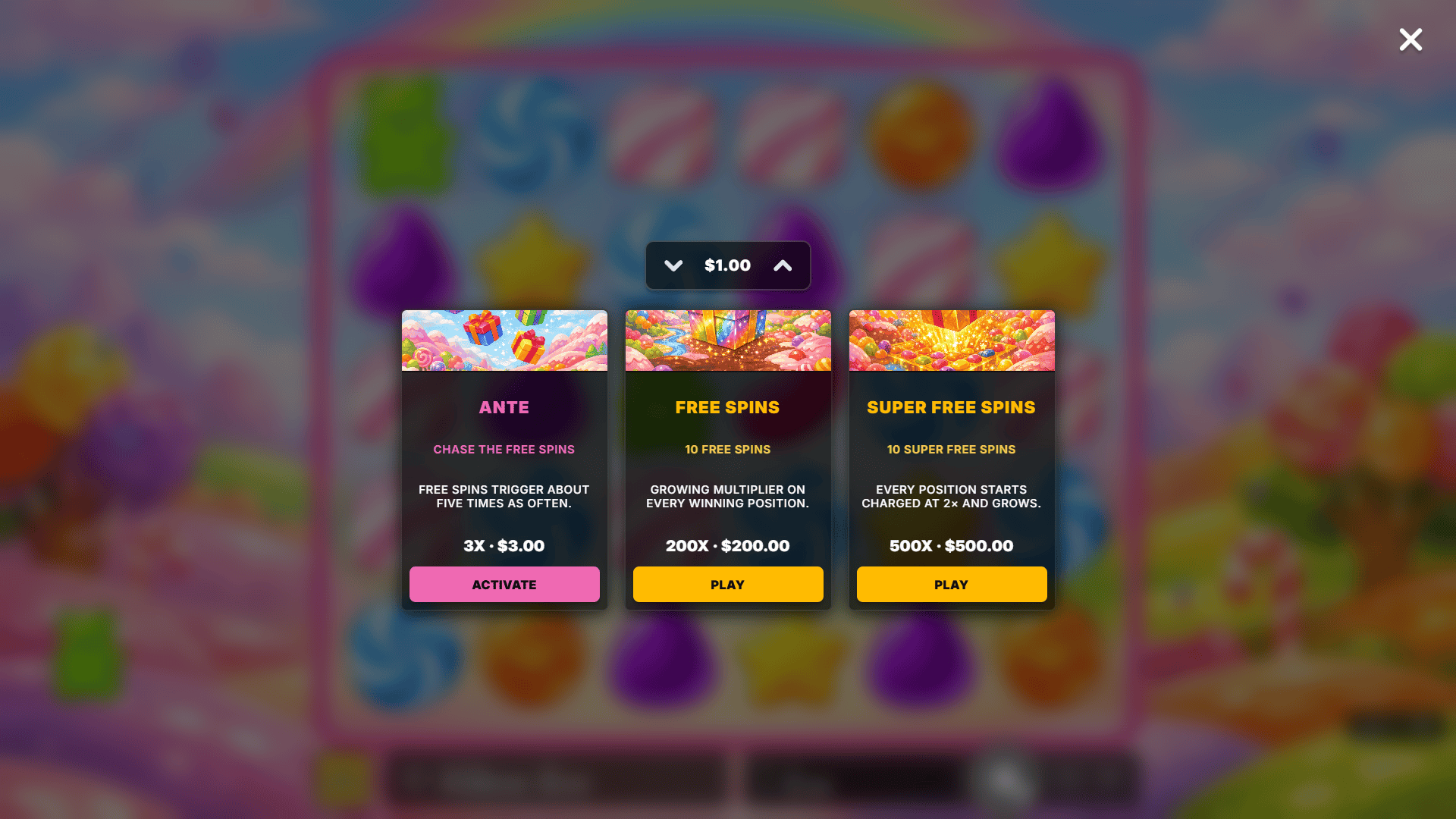 Candy bonus buy menu