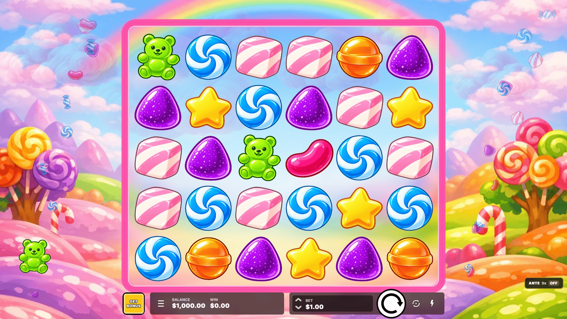 Candy slot gameplay reels