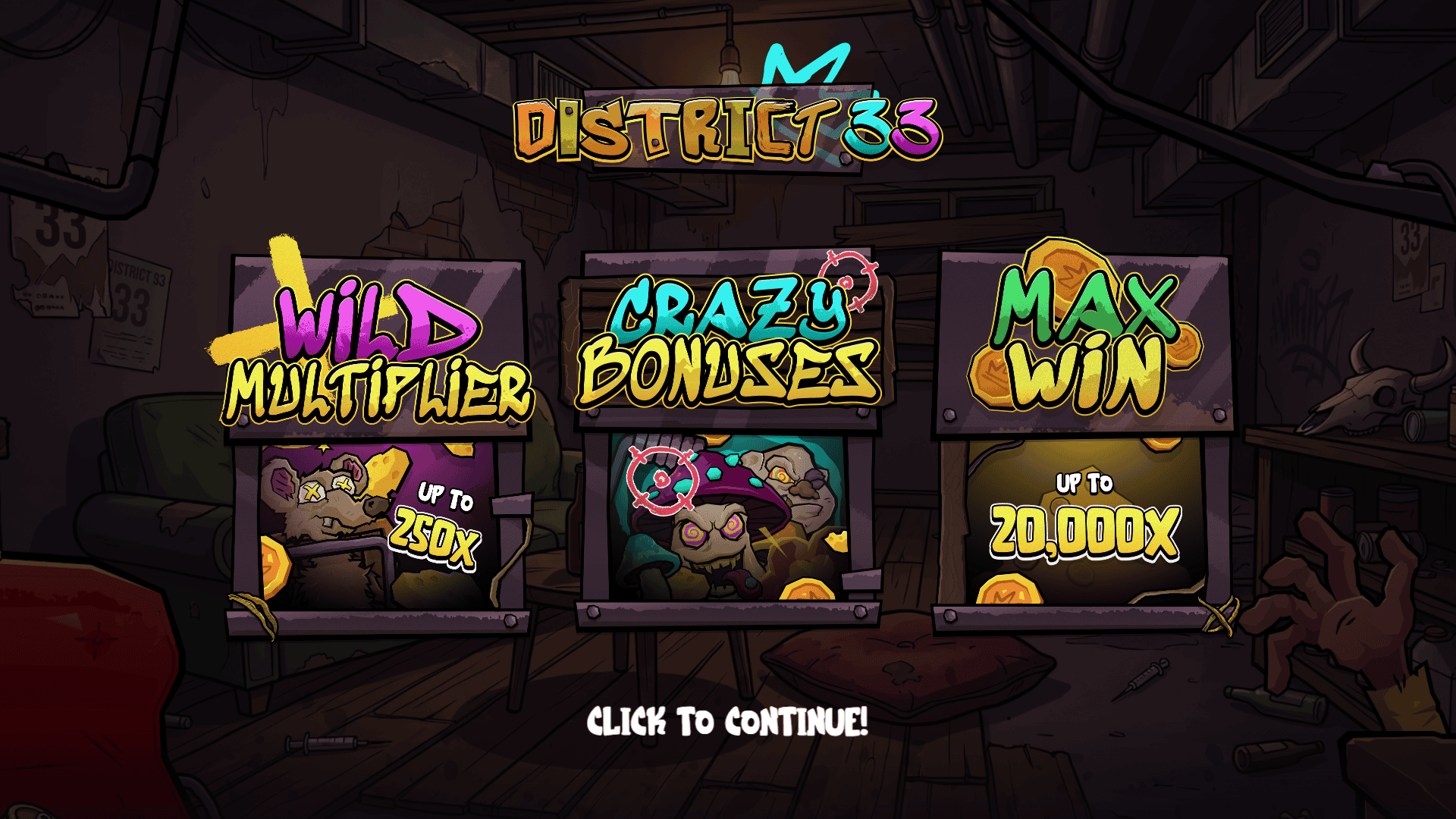 District 33 slot intro screen