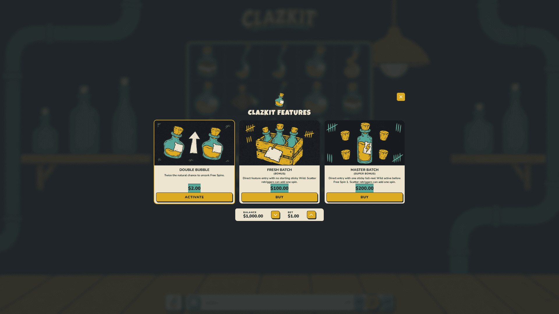 Clazkit bonus buy menu