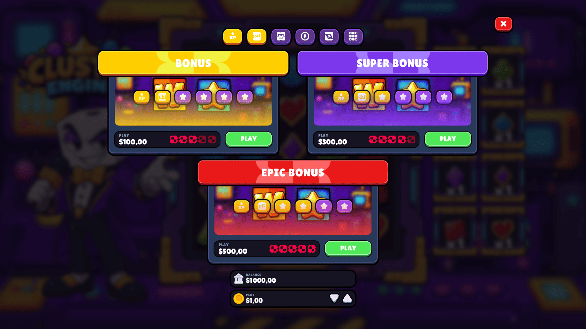 Cluster Engine bonus buy menu