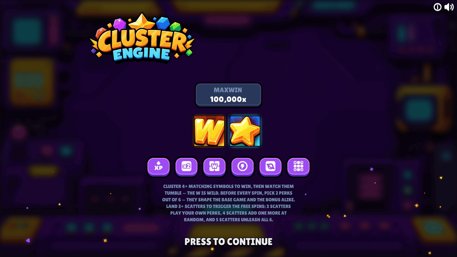 Cluster Engine slot intro screen