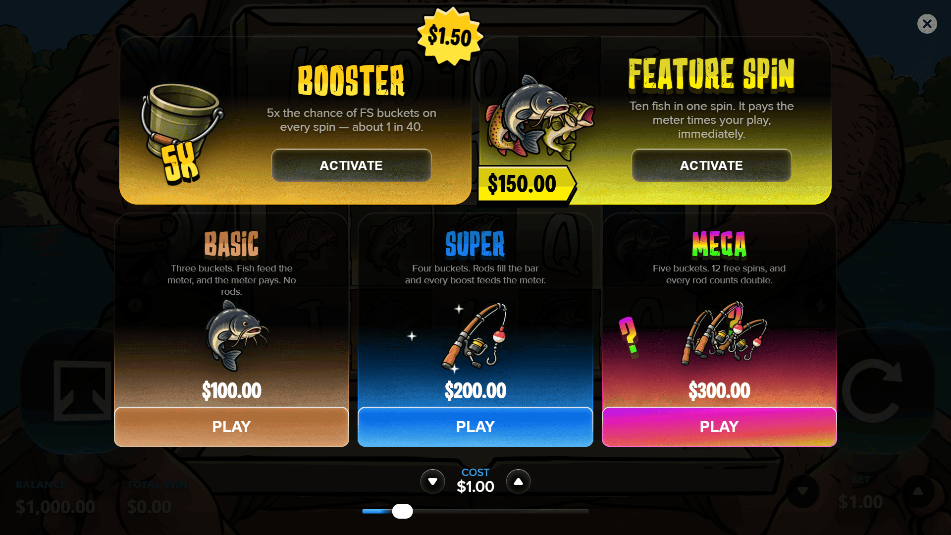 Fishing Daddy bonus buy menu