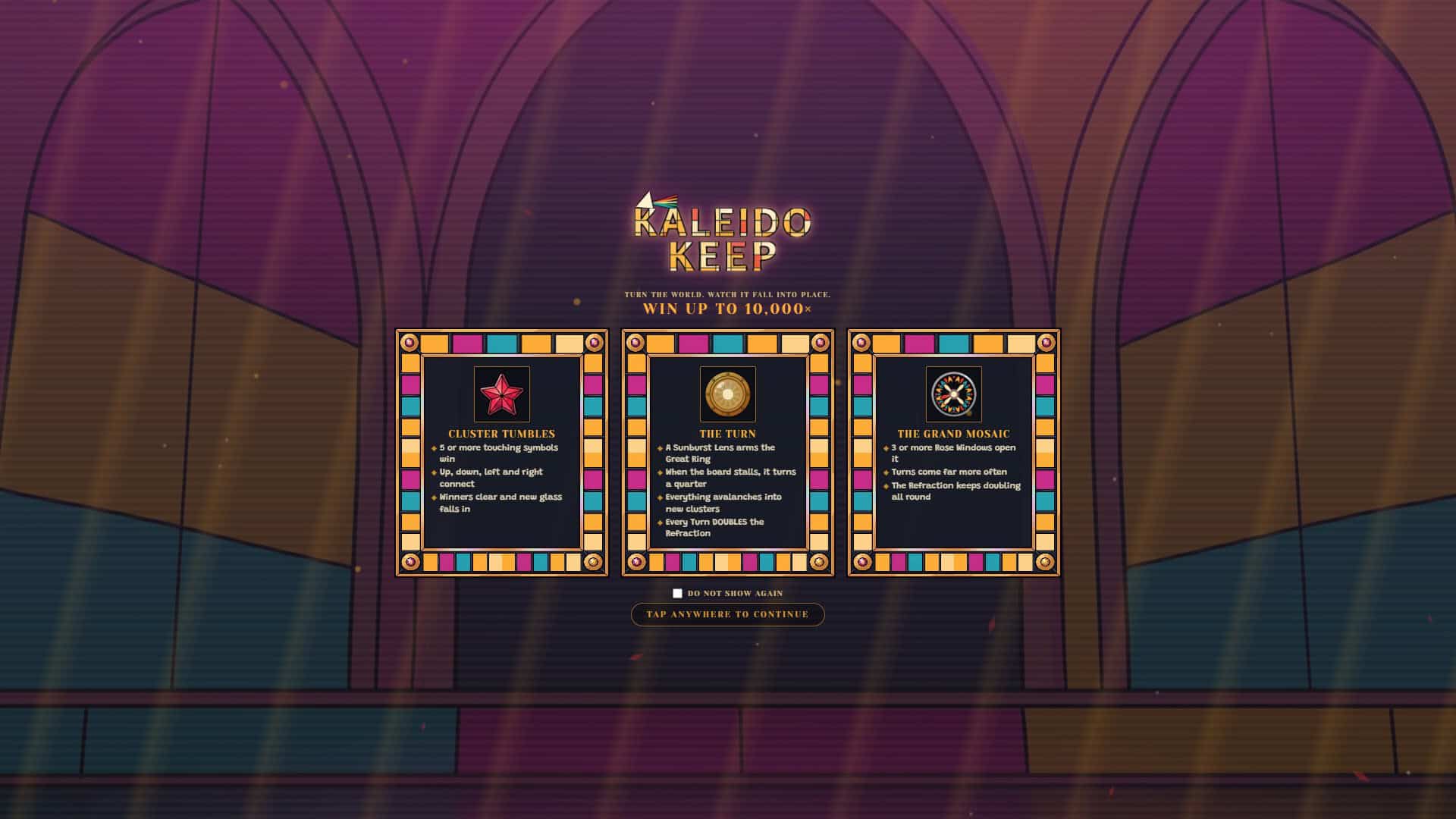 Kaleido Keep slot intro screen