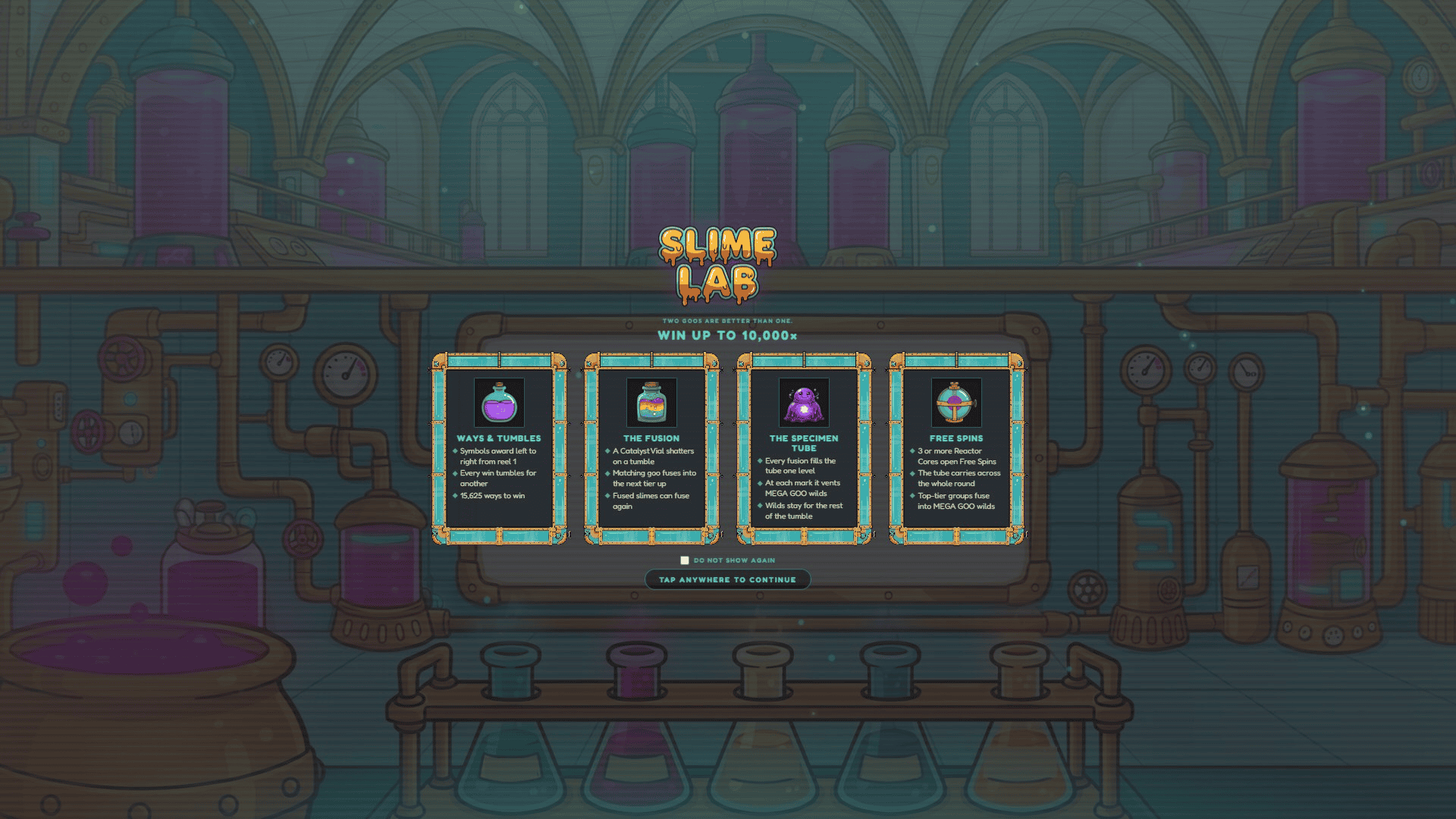 Slime Lab slot intro screen