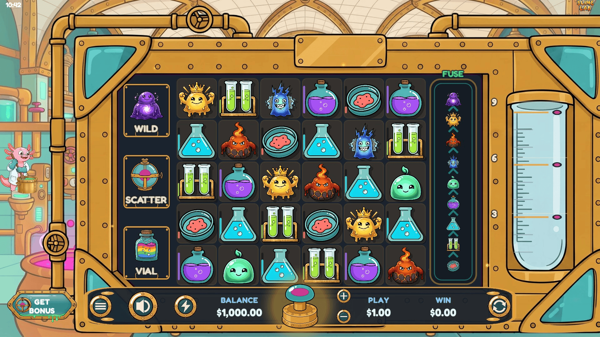 Slime Lab slot gameplay reels