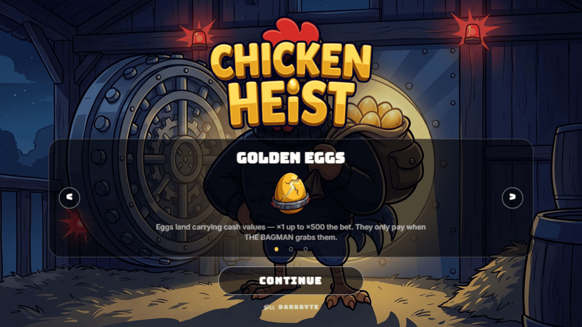 Chicken Heist slot intro screen