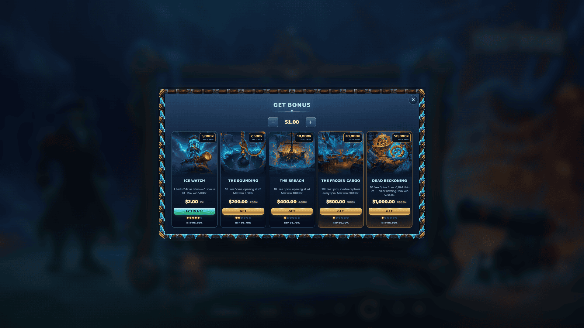 Frostbound bonus buy menu