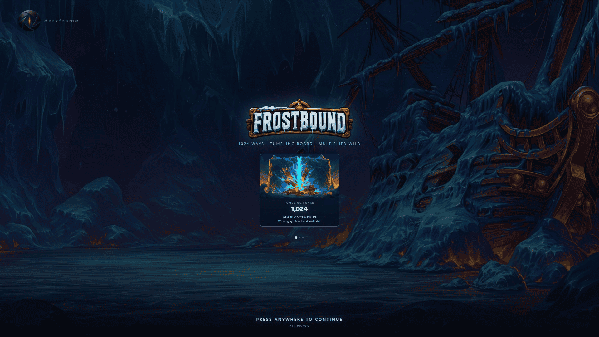Frostbound slot intro screen