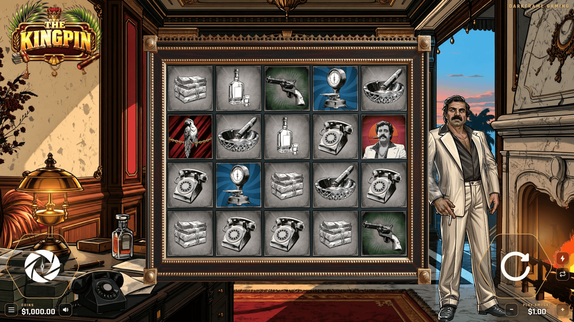 The Kingpin slot gameplay reels