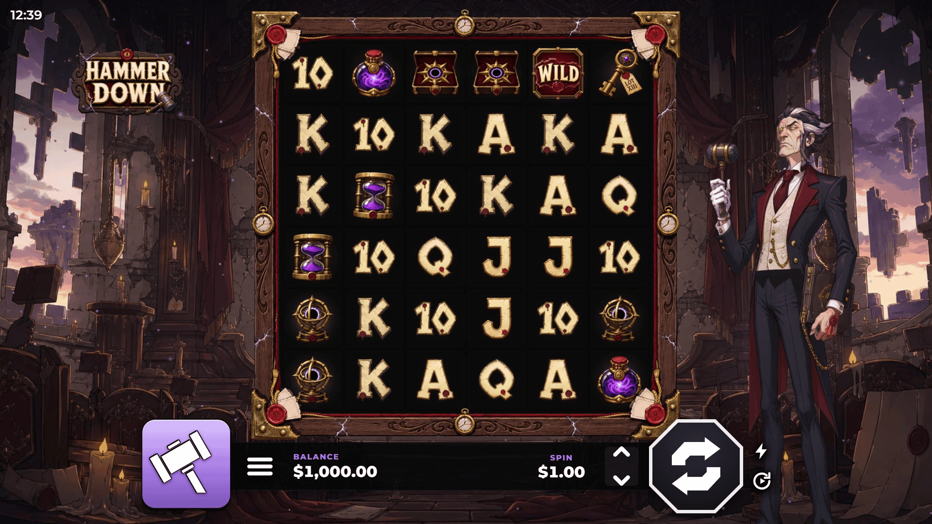 Hammer Down slot gameplay reels